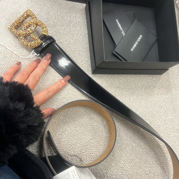 Dolce & Gabbana Black Belt with Gold Logo 38” - Picture 8 of 11